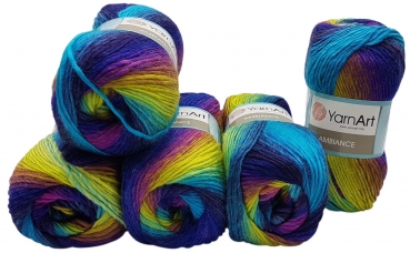 YarnArt Ambiance Strickwolle, 5x100 G, Farbverlauf – 80% Acryl, 20% Wolle, 250 M Pro Knäuel, Nadelstärke 4
