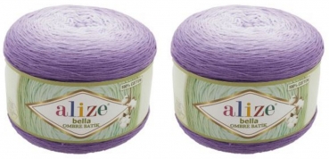 500 Gramm Alize Bella Batik Ombre Strickwolle Farbverlauf Ton in Ton, Strickgarn 100% Baumwolle