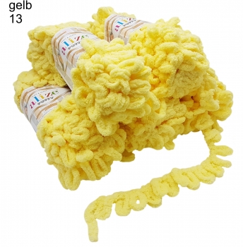 ALIZE Puffy Fingerstrickgarn – 100 G, Blau-weiß | Super Weich, Ohne Nadeln Stricken