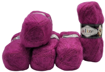 Alize Mohair Classic Garn – 100 G, 200 M, Weich & Flauschig, Farbe Perlenrosa