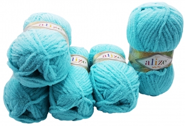 Alize Softy Plus Baby Kuschelgarn, 5 X 100g, Öko-Tex 100, Polyester-Microfaser – Farbe Bambusgrün