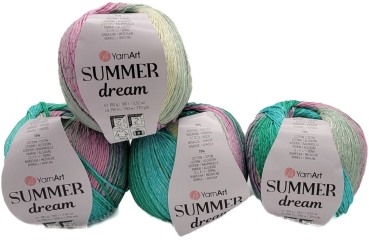 YarnArt Summer Dream Glitzergarn – 100 G, 70% Baumwolle, 30% Viskose | Mehrfarbig, Glitzernd, Für Sommerprojekte