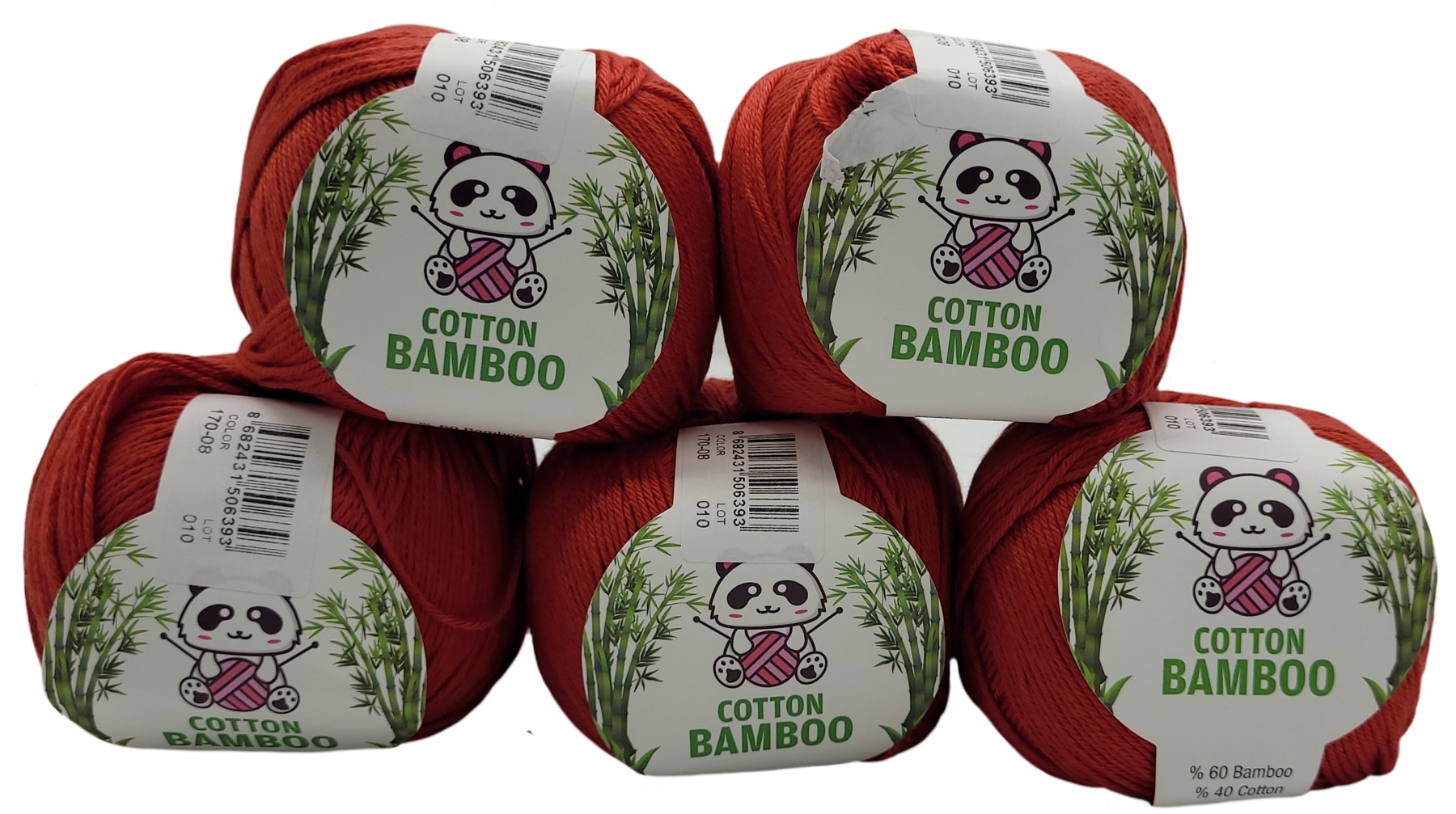 Hochwertige Wolle und Handarbeitszubehr - 500g Strickwolle Cotton Bamboo  mit 40% Baumwolle und 60% Bambus, 5 x 100 Gramm Strickgarn einfarbig