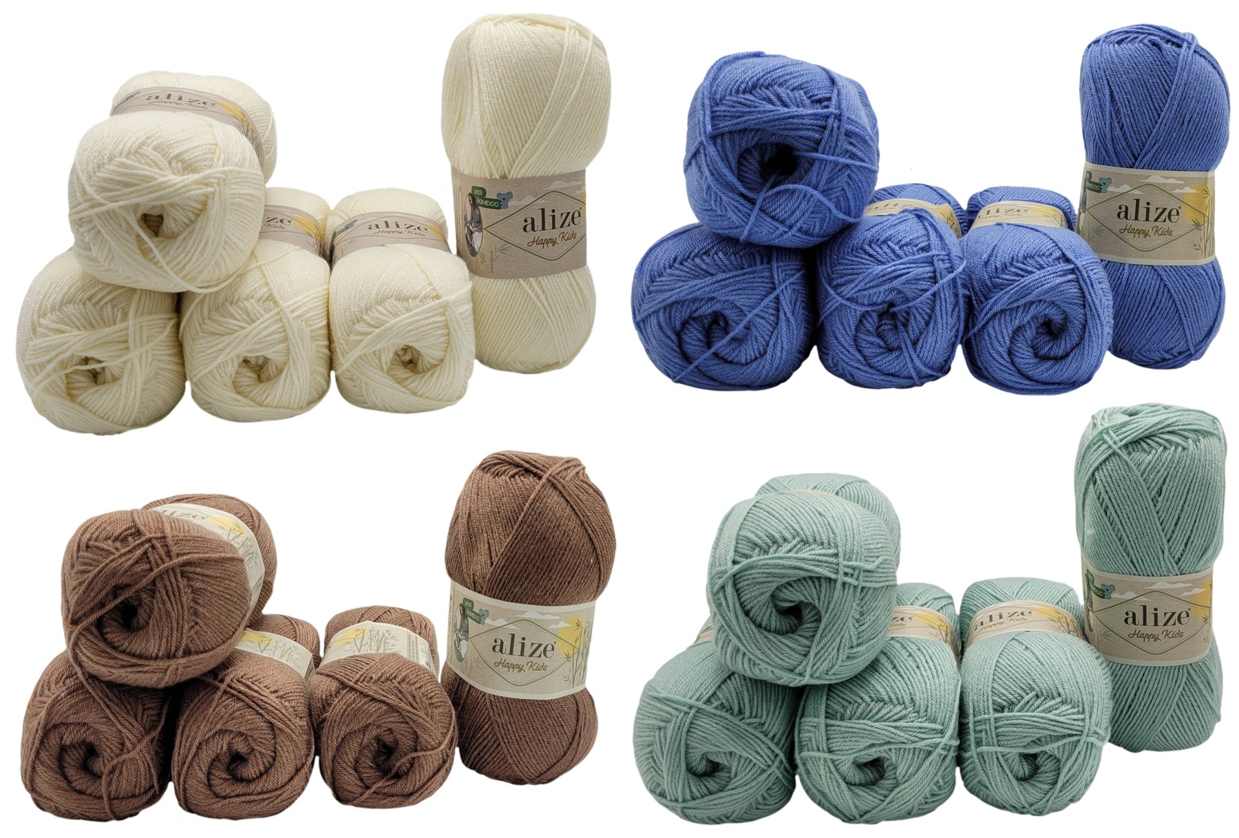 Hochwertige Wolle und Handarbeitszubehr - 500g Alize Happy Kids  Strickwolle einfarbig, 500 Gramm , Bambuswolle uni, Strickgarn mit Wolle  und Bambus