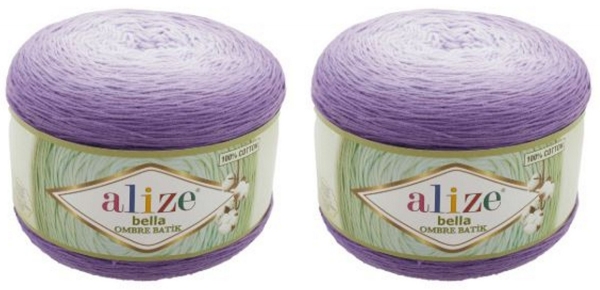 500 Gramm Alize Bella Batik Ombre Strickwolle Farbverlauf Ton in Ton, Strickgarn 100% Baumwolle