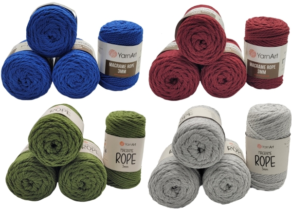 Wolle Ilkadim x 250 Gramm Kordelgarn YarnArt Macrame Rope 3mm